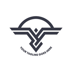 Stylish bird wing symbol logo icon template