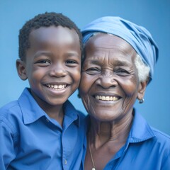 portrait of a african american grandmother with her grandson
