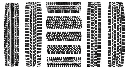 Tire Tracks Set Grunge Textures.