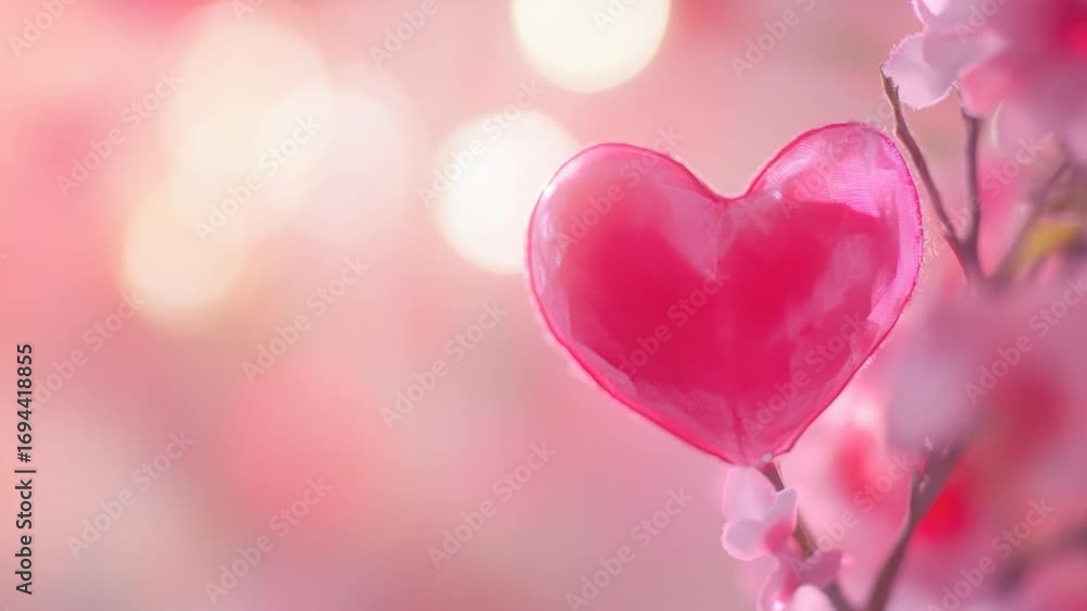 Poster a heart-shaped object hangs from a tree branch