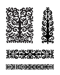 Kazakh Ornament Set Collection – Square Design and Decorative Borders Set