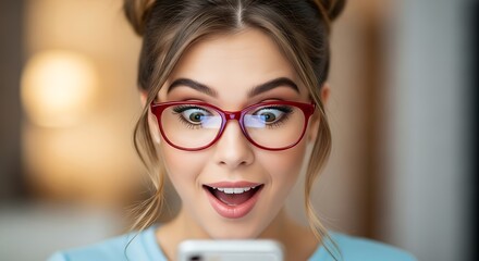 Woman Shocked by Phone News.