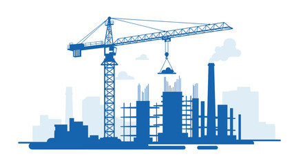 Obraz premium Construction site with cranes building industrial structures development project