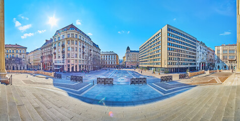 Panorama of St Stephen's Square, Budapest, Hungary