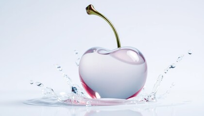 Minimalist Cherry with Water Splash Art