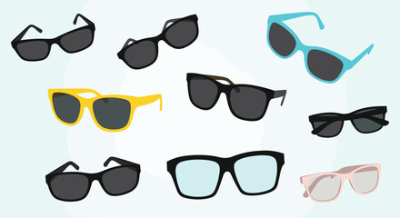 Collection of diverse eyewear styles and colors for fashion and protection