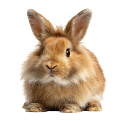 Obraz premium Golden brown rabbit with fluffy fur and curious expression on transparent background