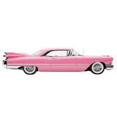 Elegantly restored vintage automobile displaying sleek pink exterior aesthetic with refined