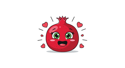 Fototapeta premium Cute adorable pomegranate character expressing love and joy with hearts