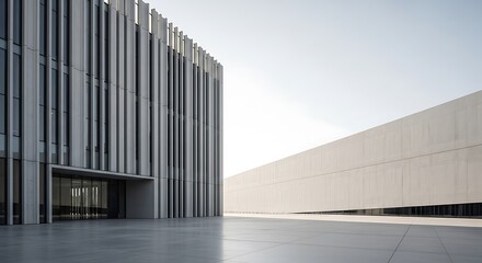 Obraz premium Modern architectural facade with clean lines and concrete exterior