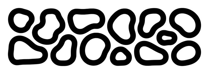 Abstract Black Organic Shapes Border on White Background