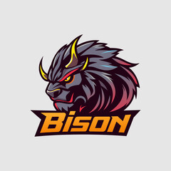 Fire Bison Mascot Emblem