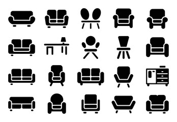 Collection of Black and White Furniture Icons