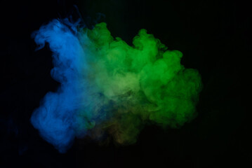 Green and pink steam on a black background.