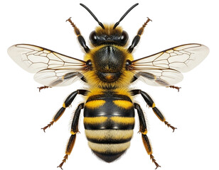 Fototapeta premium Realistic Bee with Wings Spread, Isolated