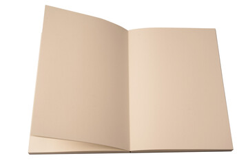 Open notebook with blank pages isolated on a white background.