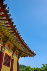 Naklejka premium Korean style wall and roof, bukchon hanok villageTraditional Korean style architecture in Seoul South Korea.
