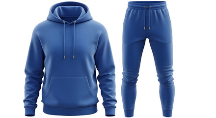 3D Mockup Collection of Unisex Tracksuits with Long-Sleeve, Short-Sleeve, and Sleeveless Hoodies, Combined with Joggers and Sweatpants, Modern Minimalist Sportswear on Plain White Background, Ultra Re