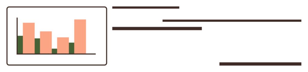 Bar chart showing comparative data with annotated lines, emphasizing growth and performance trends. Ideal for analytics, business, growth, statistics, strategy, trends education. Simple flat