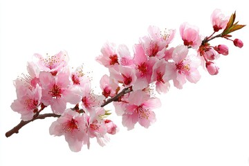 Obraz premium Pink blossom branch against white (3)