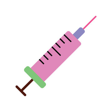 Colorful Flat Design Syringe Icon for Vaccination and Medical Use