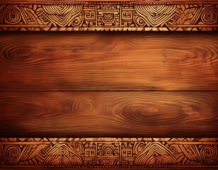a rustic blank wood backdrop with a mesoamerican mayan or aztec theme blank copyspace with ornate tribal wood carvings quetzalcoatl kukulkan tohil