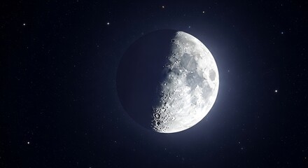 Fototapeta premium Half Moon Night Sky Stars.