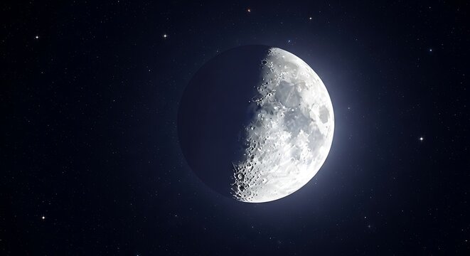 Half Moon Night Sky Stars.