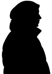 Muslim Woman in Hijab Wearing Winter Jacket Side Profile Silhouette Vector