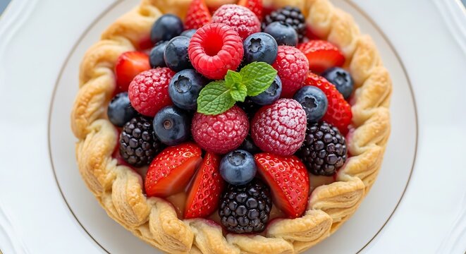 Berry Tart Pastry Dessert Closeup.
