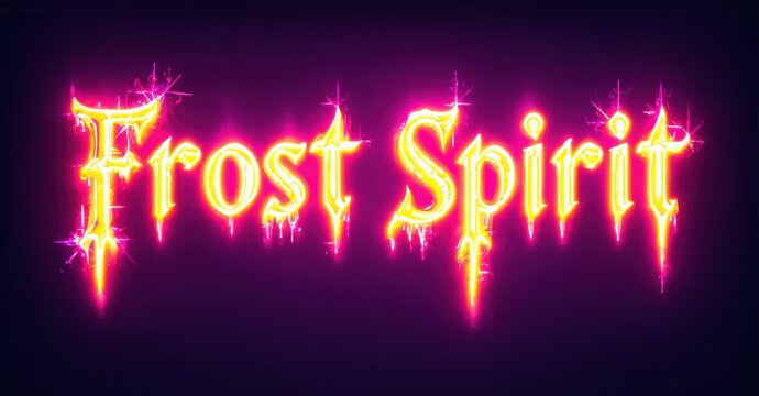 Bright text reads Frost Spirit against purple backdrop. Dripping effects suggest icy, ethereal quality. Bold font creates dramatic visual impact.