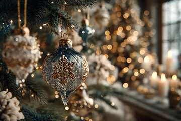 Christmas tree decoration, closeup view
