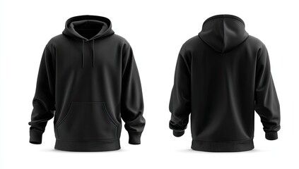 Black hoodie, front and back views