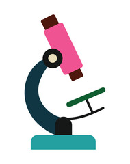 Colorful Flat Design Microscope Icon for Science and Research