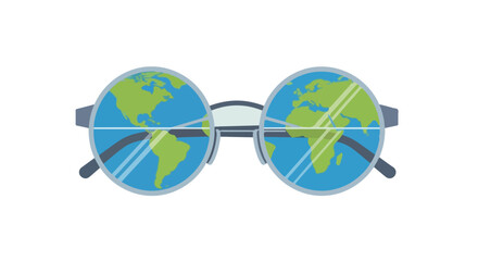 Eyeglasses with Earth globe lenses representing global vision and awareness. Eyewear illustrates connection between world and sight for World Sight Day. Isolated, transparent background