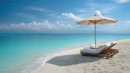 Tropical Beach Lounge Chair with Umbrella