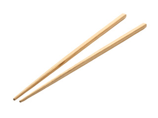 Pair of wooden chopsticks isolated on transparent background