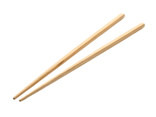 Pair of wooden chopsticks isolated on transparent background