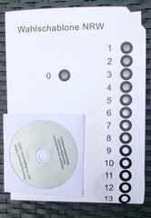 Voting template, aid for visually impaired and blind people in a secret ballot   