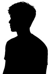 Male Silhouette with Messy Hair in Side Profile on Brownish Gray Gradient Background