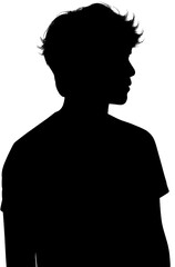 Male Silhouette with Wavy Hair in Side Profile on Warm Gray Gradient Background