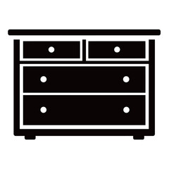 black and white silhouette of a Dresser vector on a white background