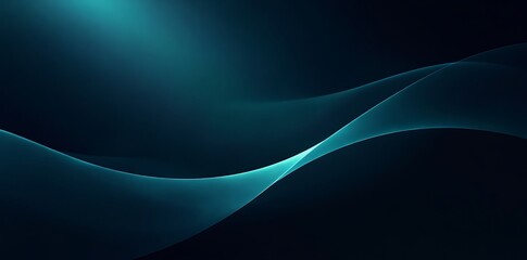 Abstract blue wave background with flowing light particles and dark backdrop
