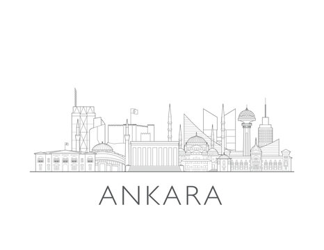 Ankara, Turkey, cityscape illustration skyline drawing