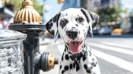Dalmatian Puppy Near Fire Hydrant