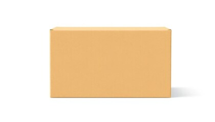 Plain Beige Cardboard Box on White Background