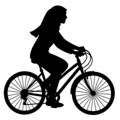 Fototapeta premium Muslim Woman Cycling Silhouette Vector Illustration