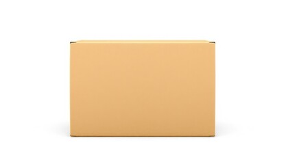 Plain Caramel Colored Cardboard Box on White Background