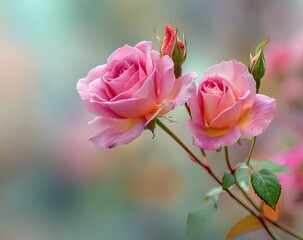 Pink Roses Blooming