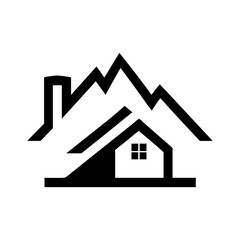 Abstract real estate logo with mountain and house design minimal vector concept